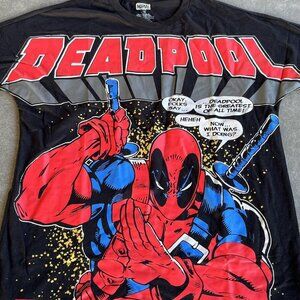 Deadpool Shirt Mens Large Black Marvel Double Sided